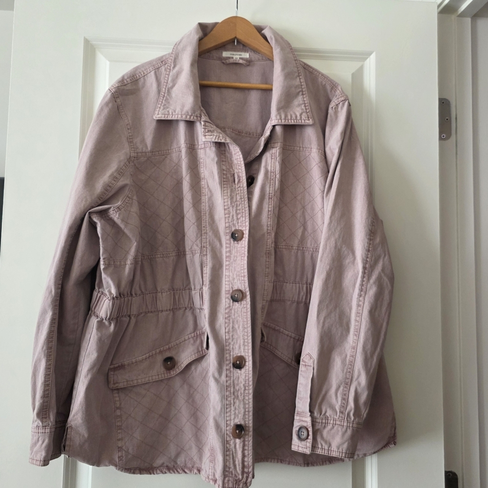 Maurices Cotton Utility Jacket Boho Minimalist Womens 2x Mauve Blush Preppy